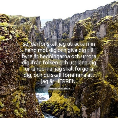 Picture 05 - Hesekiel 25:7 SV1917 - se, därför skall jag uträcka min hand mot dig - Bible Verse Picture