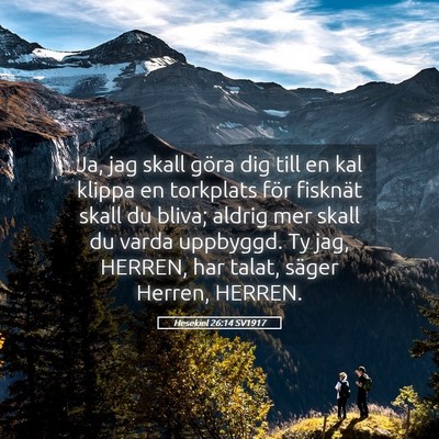 Picture 05 - Hesekiel 26:14 SV1917 - Ja, jag skall göra dig till en kal klippa en - Bible Verse Picture