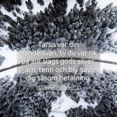 Picture 05 - Hesekiel 27:12 SV1917 - Tarsis var din handelsvän, ty du var rik på - Bible Verse Picture