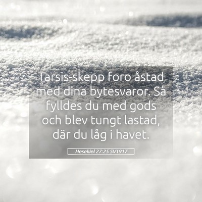 Picture 05 - Hesekiel 27:25 SV1917 - Tarsis-skepp foro åstad med dina bytesvaror. Så - Bible Verse Picture