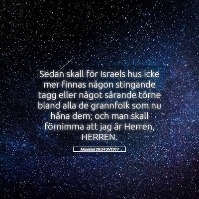 Picture 05 - Hesekiel 28:24 SV1917 - Sedan skall för Israels hus icke mer finnas - Bible Verse Picture