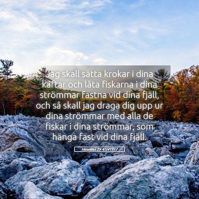 Picture 05 - Hesekiel 29:4 SV1917 - Jag skall sätta krokar i dina käftar och låta - Bible Verse Picture