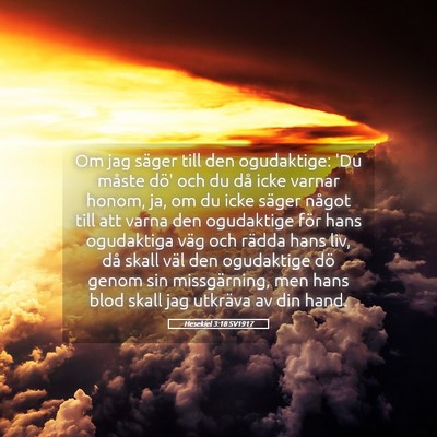 Picture 05 - Hesekiel 3:18 SV1917 - Om jag säger till den ogudaktige: 'Du måste - Bible Verse Picture