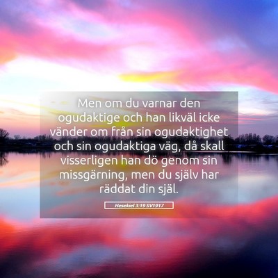 Picture 05 - Hesekiel 3:19 SV1917 - Men om du varnar den ogudaktige och han likväl - Bible Verse Picture