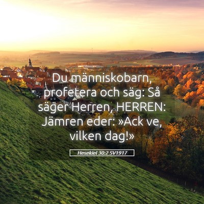 Picture 05 - Hesekiel 30:2 SV1917 - Du människobarn, profetera och säg: Så säger - Bible Verse Picture