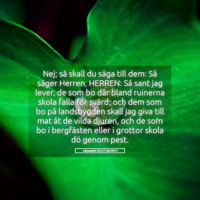 Picture 05 - Hesekiel 33:27 SV1917 - Nej; så skall du säga till dem: Så säger - Bible Verse Picture