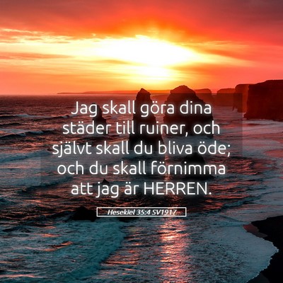 Picture 05 - Hesekiel 35:4 SV1917 - Jag skall göra dina städer till ruiner, och - Bible Verse Picture