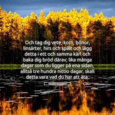 Picture 05 - Hesekiel 4:9 SV1917 - Och tag dig vete, korn, bönor, linsärter, hirs - Bible Verse Picture
