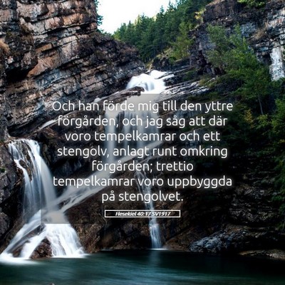Picture 05 - Hesekiel 40:17 SV1917 - Och han förde mig till den yttre förgården, - Bible Verse Picture