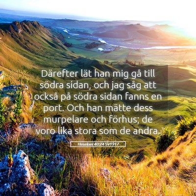 Picture 05 - Hesekiel 40:24 SV1917 - Därefter lät han mig gå till södra sidan, och - Bible Verse Picture
