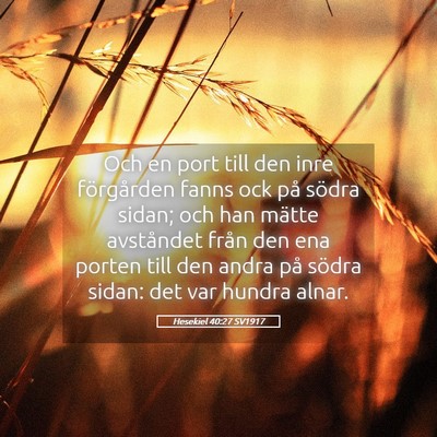 Picture 05 - Hesekiel 40:27 SV1917 - Och en port till den inre förgården fanns ock - Bible Verse Picture