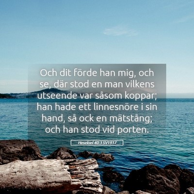 Picture 05 - Hesekiel 40:3 SV1917 - Och dit förde han mig, och se, där stod en man - Bible Verse Picture
