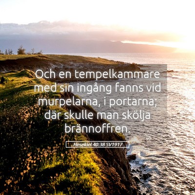 Picture 05 - Hesekiel 40:38 SV1917 - Och en tempelkammare med sin ingång fanns vid - Bible Verse Picture