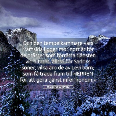 Picture 05 - Hesekiel 40:46 SV1917 - Och den tempelkammare vars framsida ligger mot - Bible Verse Picture