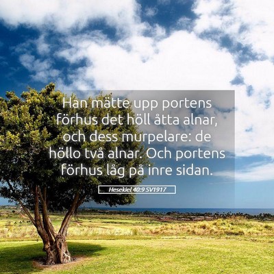 Picture 05 - Hesekiel 40:9 SV1917 - Han mätte upp portens förhus det höll åtta - Bible Verse Picture