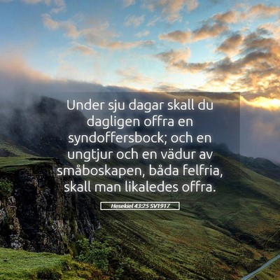 Picture 05 - Hesekiel 43:25 SV1917 - Under sju dagar skall du dagligen offra en - Bible Verse Picture
