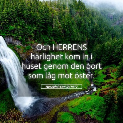 Picture 05 - Hesekiel 43:4 SV1917 - Och HERRENS härlighet kom in i huset genom den - Bible Verse Picture