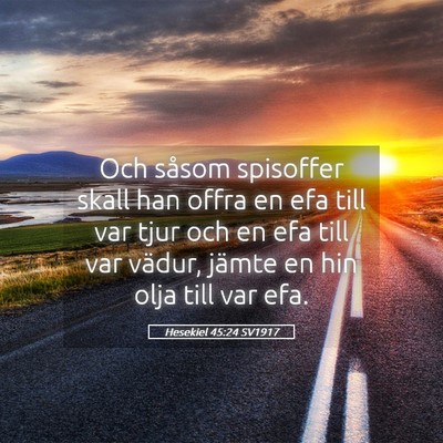 Picture 05 - Hesekiel 45:24 SV1917 - Och såsom spisoffer skall han offra en efa till - Bible Verse Picture