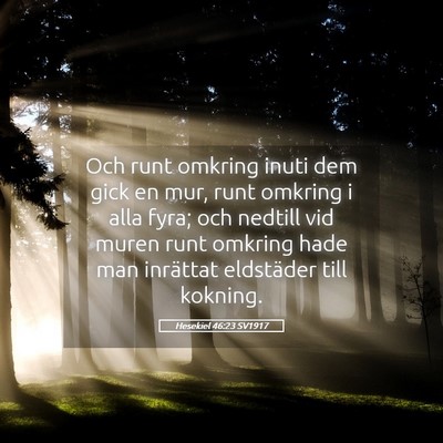 Picture 05 - Hesekiel 46:23 SV1917 - Och runt omkring inuti dem gick en mur, runt - Bible Verse Picture