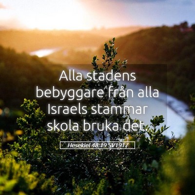 Picture 05 - Hesekiel 48:19 SV1917 - Alla stadens bebyggare från alla Israels stammar - Bible Verse Picture