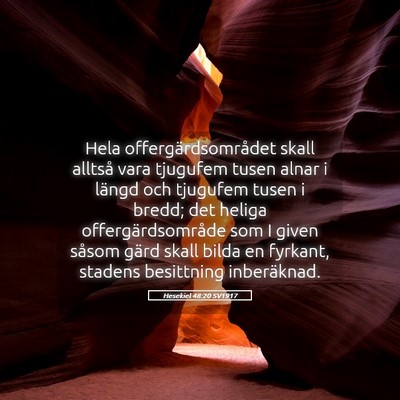 Picture 05 - Hesekiel 48:20 SV1917 - Hela offergärdsområdet skall alltså vara - Bible Verse Picture