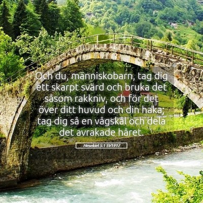 Picture 05 - Hesekiel 5:1 SV1917 - Och du, människobarn, tag dig ett skarpt svärd - Bible Verse Picture