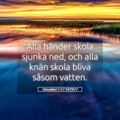 Picture 05 - Hesekiel 7:17 SV1917 - Alla händer skola sjunka ned, och alla knän - Bible Verse Picture