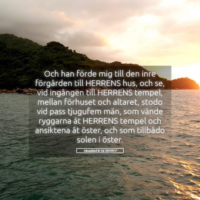 Picture 05 - Hesekiel 8:16 SV1917 - Och han förde mig till den inre förgården till - Bible Verse Picture