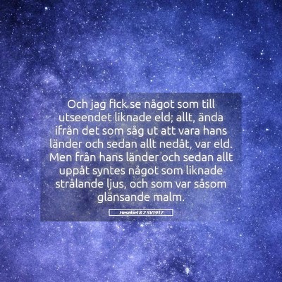 Picture 05 - Hesekiel 8:2 SV1917 - Och jag fick se något som till utseendet liknade - Bible Verse Picture
