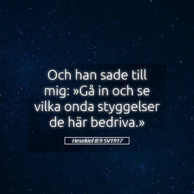 Picture 05 - Hesekiel 8:9 SV1917 - Och han sade till mig: »Gå in och se vilka onda - Bible Verse Picture