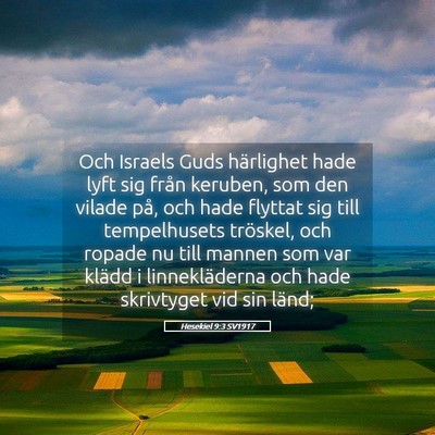 Picture 05 - Hesekiel 9:3 SV1917 - Och Israels Guds härlighet hade lyft sig från - Bible Verse Picture