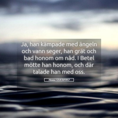 Picture 05 - Hosea 12:4 SV1917 - Ja, han kämpade med ängeln och vann seger, han - Bible Verse Picture