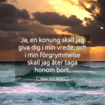 Picture 05 - Hosea 13:11 SV1917 - Ja, en konung skall jag giva dig i min vrede, och - Bible Verse Picture
