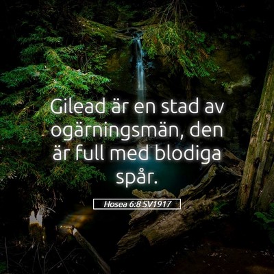 Picture 05 - Hosea 6:8 SV1917 - Gilead är en stad av ogärningsmän, den är - Bible Verse Picture