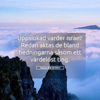 Picture 05 - Hosea 8:8 SV1917 - Uppslukad varder Israel! Redan aktas de bland - Bible Verse Picture