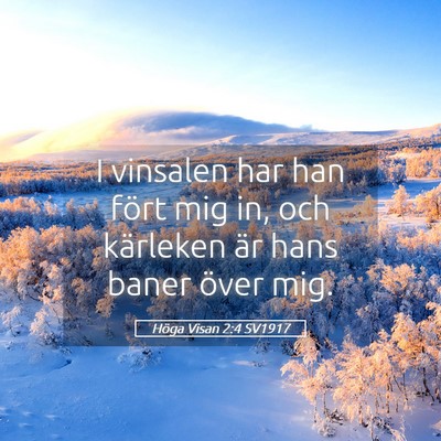 Picture 05 - Höga Visan 2:4 SV1917 - I vinsalen har han fört mig in, och kärleken - Bible Verse Picture