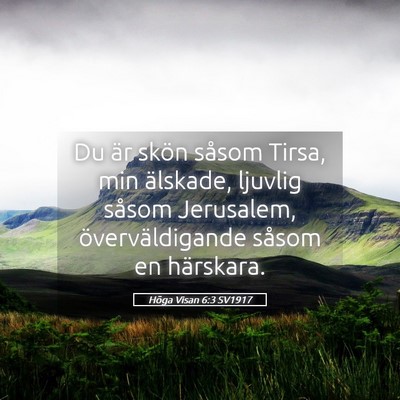 Picture 05 - Höga Visan 6:3 SV1917 - Du är skön såsom Tirsa, min älskade, ljuvlig - Bible Verse Picture