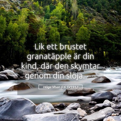 Picture 05 - Höga Visan 6:6 SV1917 - Lik ett brustet granatäpple är din kind, där - Bible Verse Picture