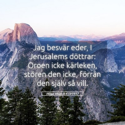 Picture 05 - Höga Visan 8:4 SV1917 - Jag besvär eder, I Jerusalems döttrar: Oroen - Bible Verse Picture