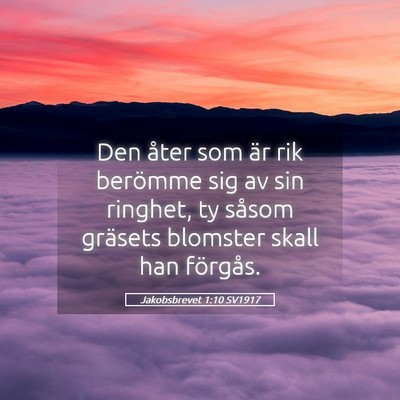 Picture 05 - Jakobsbrevet 1:10 SV1917 - Den åter som är rik berömme sig av sin - Bible Verse Picture