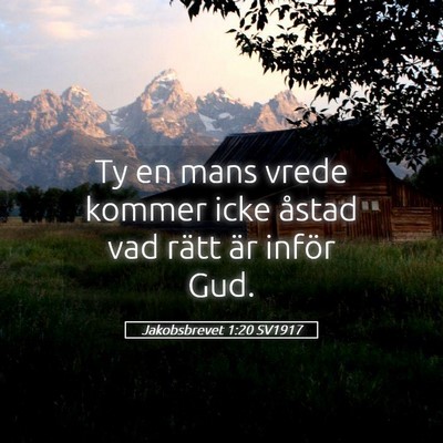 Picture 05 - Jakobsbrevet 1:20 SV1917 - Ty en mans vrede kommer icke åstad vad rätt är - Bible Verse Picture