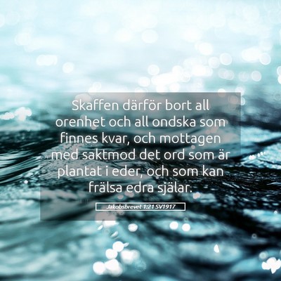 Picture 05 - Jakobsbrevet 1:21 SV1917 - Skaffen därför bort all orenhet och all ondska - Bible Verse Picture