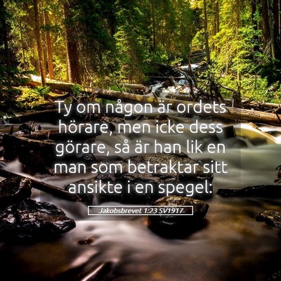 Picture 05 - Jakobsbrevet 1:23 SV1917 - Ty om någon är ordets hörare, men icke dess - Bible Verse Picture
