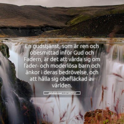 Picture 05 - Jakobsbrevet 1:27 SV1917 - En gudstjänst, som är ren och obesmittad inför - Bible Verse Picture