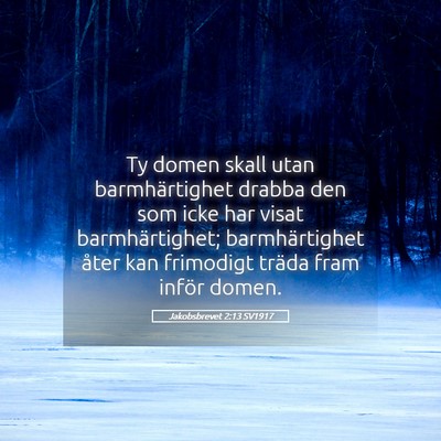 Picture 05 - Jakobsbrevet 2:13 SV1917 - Ty domen skall utan barmhärtighet drabba den som - Bible Verse Picture