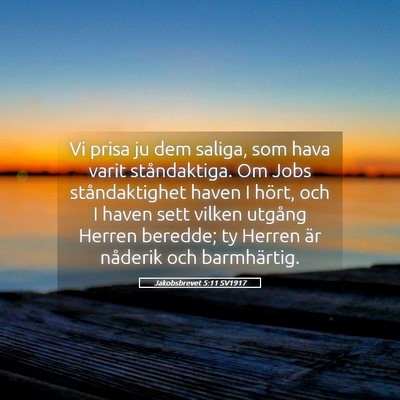 Picture 05 - Jakobsbrevet 5:11 SV1917 - Vi prisa ju dem saliga, som hava varit - Bible Verse Picture
