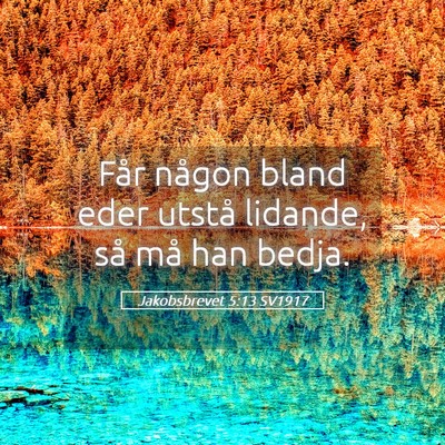 Picture 05 - Jakobsbrevet 5:13 SV1917 - Får någon bland eder utstå lidande, så må - Bible Verse Picture