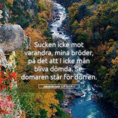 Picture 05 - Jakobsbrevet 5:9 SV1917 - Sucken icke mot varandra, mina bröder, på det - Bible Verse Picture