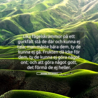 Picture 05 - Jeremia 10:5 SV1917 - Lika fågelskrämmor på ett gurkfält stå de - Bible Verse Picture