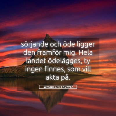 Picture 05 - Jeremia 12:11 SV1917 - sörjande och öde ligger den framför mig. Hela - Bible Verse Picture